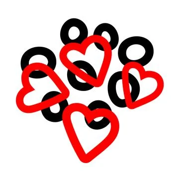 Valentines day Doodle abstract bubbles shape and red heart Love. Abstract ele Stock Illustration