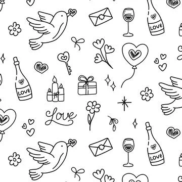 Valentine's Day Doodle pattern Stock Illustration