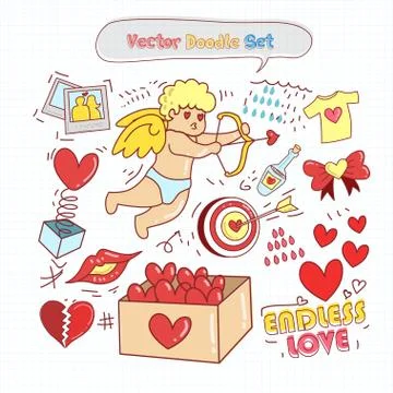 Valentines Day Doodle Set Vector Stock Illustration