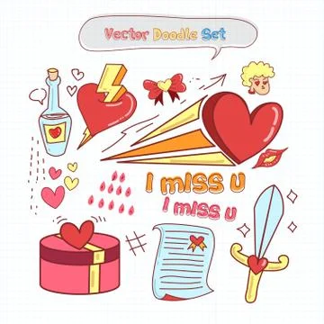 Valentines Day Doodle Set Vector Stock Illustration