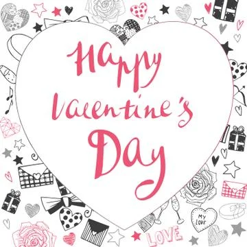 Valentines day doodles illustrations Stock Illustration