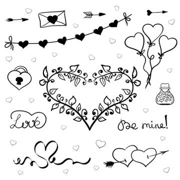 Valentines day doodles vector Stock Illustration