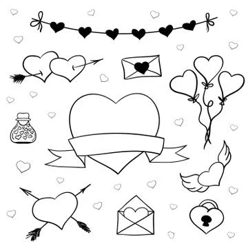 Valentines day doodles vector Stock Illustration