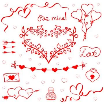 Valentines day doodles vector Stock Illustration