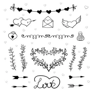 Valentines day doodles vector Stock Illustration