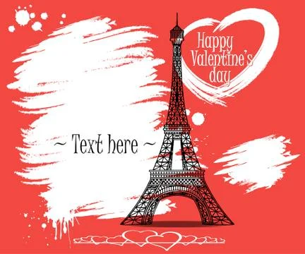 Valentine's Day. Eiffel Tower and grunge banner Illustrazione stock