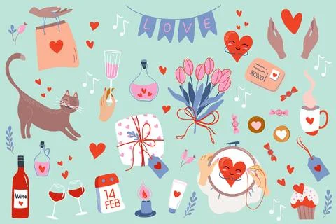 Valentine’s Day element set Stock Illustration