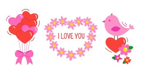 Valentine's Day, elements for design. Balloons in the shape of a heart Stock Illustration