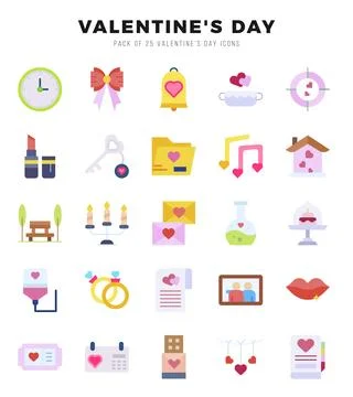 Valentine'S Day elements. Flat web icon set. Simple vector illustration. Stock Illustration