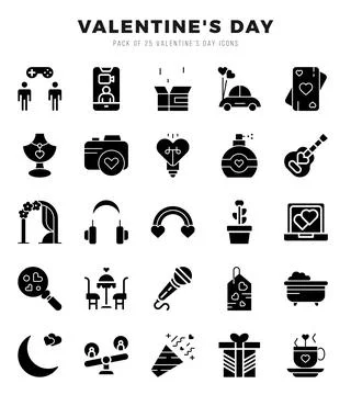 Valentine'S Day elements. Glyph web icon set. Simple vector illustration. Stock Illustration
