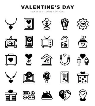 Valentine'S Day elements. Lineal Filled web icon set. Simple vector illustr.. Stock Illustration