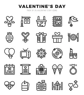 Valentine'S Day elements. Lineal web icon set. Simple vector illustration. Stock Illustration