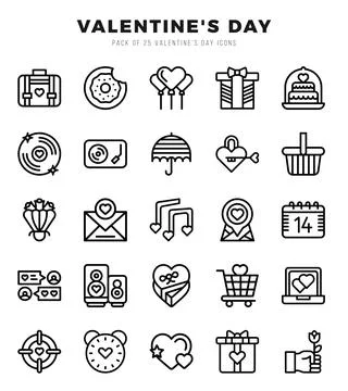 Valentine'S Day elements. Lineal web icon set. Simple vector illustration. Stock Illustration