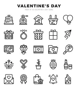 Valentine'S Day elements. Lineal web icon set. Simple vector illustration. Stock Illustration