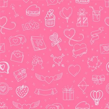 Valentines day elements seamless background Stock-Illustration