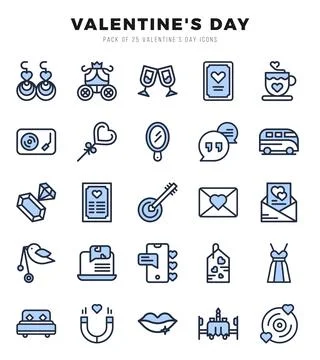 Valentine'S Day elements. Two Color web icon set. Simple vector illustration. Illustrazione stock