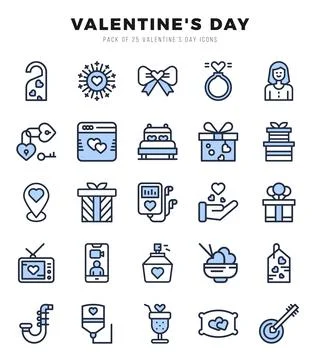 Valentine'S Day elements. Two Color web icon set. Simple vector illustration. Stock Illustration