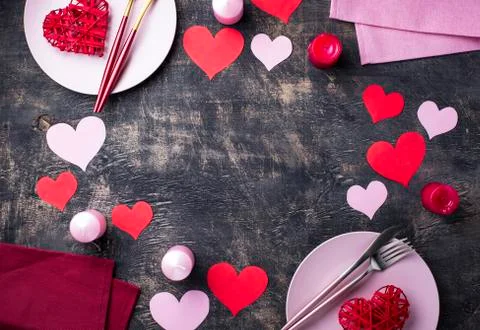Valentines Day festive table setting Stock Photos