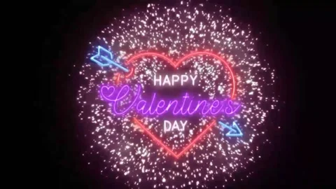 Valentine's Day With Fire Work Animations Stock Footage 229761516