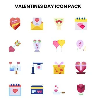 ValentineS Day Flat Vector Icons Pack Stock Illustration