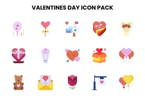 ValentineS Day Flat Vector Icons Pack Stock Illustration