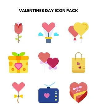 ValentineS Day Flat Vector Icons Pack Stock Illustration