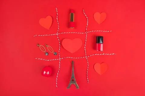 Valentines day flatlay Stock Photos