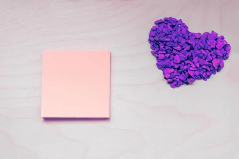 Valentine's day frame composition. Blue hearts blank sheet of paper on white Stock Photos
