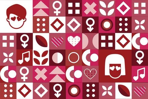 Valentines day with geometric pattern background template Stock Illustration