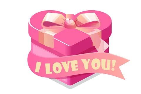 Valentines Day gift, box with declaration of love. Stock Illustration