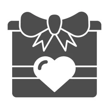 Valentines day gift box solid icon. Present vector illustration isolated on イラスト素材