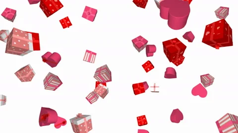 Valentines day gift boxes in motion - seamless loop, overlay, alpha channel Video stock 63332856