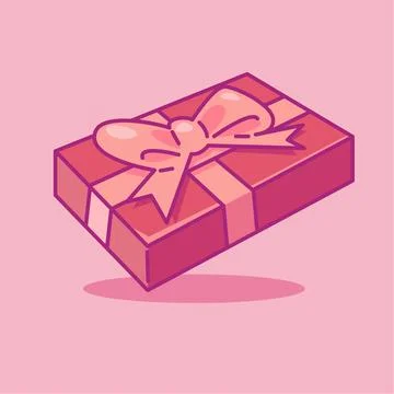 Valentines day gift flat vector illustration. Cute gift valentine illustrat.. Stock Illustration