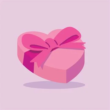 Valentines day gift flat vector illustration. Cute gift valentine illustrat.. Stock Illustration