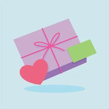 Valentines day gift flat vector illustration. Cute gift valentine illustrat.. Stock Illustration