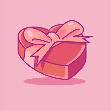 Valentines day gift flat vector illustration. Cute gift valentine illustrat.. Stock Illustration