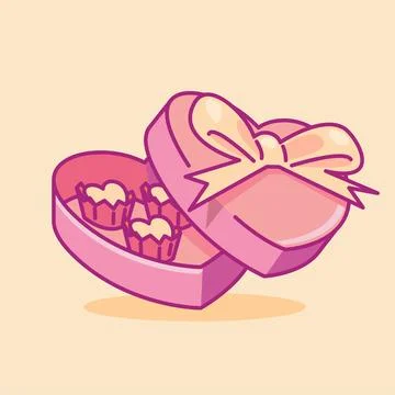 Valentines day gift flat vector illustration. Cute gift valentine illustrat.. Stock Illustration