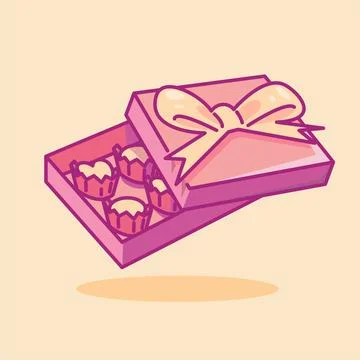 Valentines day gift flat vector illustration. Cute gift valentine illustrat.. Stock Illustration