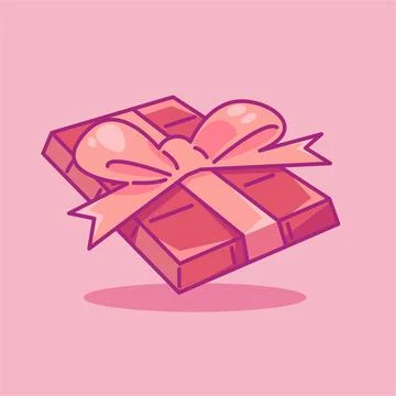 Valentines day gift flat vector illustration. Cute gift valentine illustrat.. Illustrazione stock