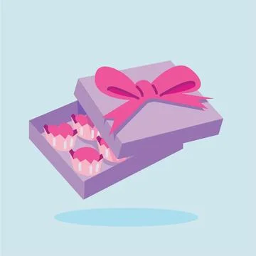 Valentines day gift flat vector illustration. Cute gift valentine illustrat.. Stock Illustration