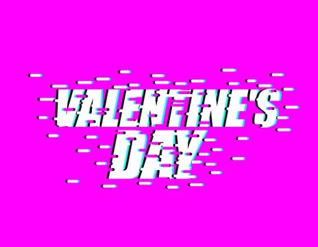 Valentines day glitch effect. lovers Day. emblem for Holiday February 14 Stock Illustration