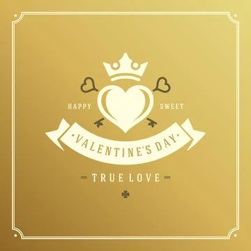 Valentines Day greeting card or poster vector illustration. Retro typograph.. Illustrazione stock