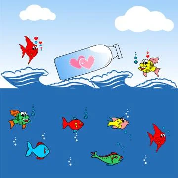 Valentine's day greeting card,love fish Stock Illustration