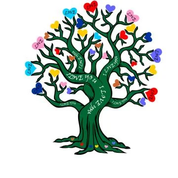 Valentine's Day greeting card,love tree Stock Illustration