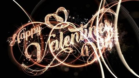 Valentines day greeting text background with particles and sparks Stock Footage 102563656