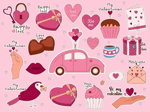 Valentine's Day Hand drawn elements for posters, greeting cards, banners an.. イラスト素材