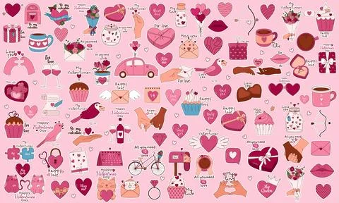 Valentine's Day Hand drawn elements for posters, greeting cards, banners an.. イラスト素材