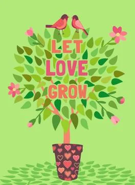 Valentines day hand drawn vector greeting poster Stock Illustration