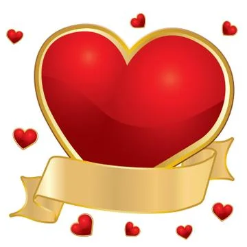 The valentine's day Heart with banner, vector illustration Stock Illustration