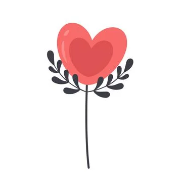 Valentines Day heart with branches. Vector illustration Иллюстрация